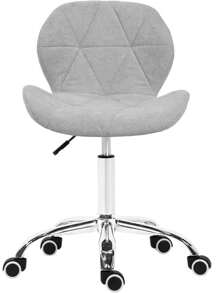 Modern Labm Wool Swivel Office Chair, Height Adjustable Padded Armless Desk Chair With Wheels For Home Office - Grey - View 5