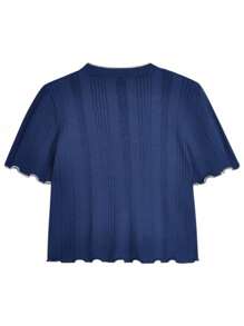 Women's Short Sleeve Fitted Contrast Color Knit Top, Summer