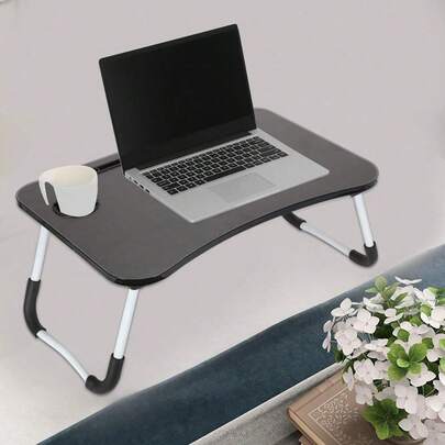 Table Stand Folding Desk Bed Computer Adjustable Portable Sofa Tray Notebook Stand Reading Holder For Couch Floor (Black)