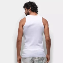 Men's American Style Tank Top Gringas Ribbed Gym Tight HIP HOP Rapper Basic White Black - 白色 - 查看 5