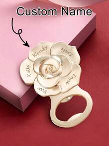Personnalisé 7 noms, cadeau pour la mariée, ouvre-bouteille en or rose avec motif amour. Cadeaux de mariage pour les invités avec boîte d'emballage exquise. Cadeaux de fiançailles, anniversaires, souvenirs de fête, cadeaux pour les petites amies, généalogie, grands-mères, Saint-Valentin, Fête des mères