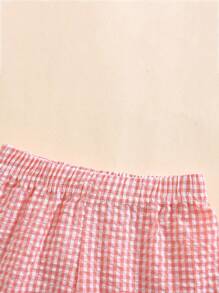 Toddler Baby Boy Girl Shorts Gingham Plaid Shorts Summer Casual Elastic Waist Shorts Pants Bottoms - 粉色 - 查看 3