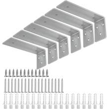 Floating Shelf Bracket 8 Inch, Shelf Brackets Stainless Steel Solid L Bracket For Wall, Kitchen, Nursery, Fireplace Mantel, Bookshelves, Bar Wall Shelves 6 Pack