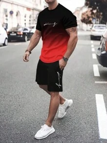 Men T-Shirt Co-Ords - Red - View 5