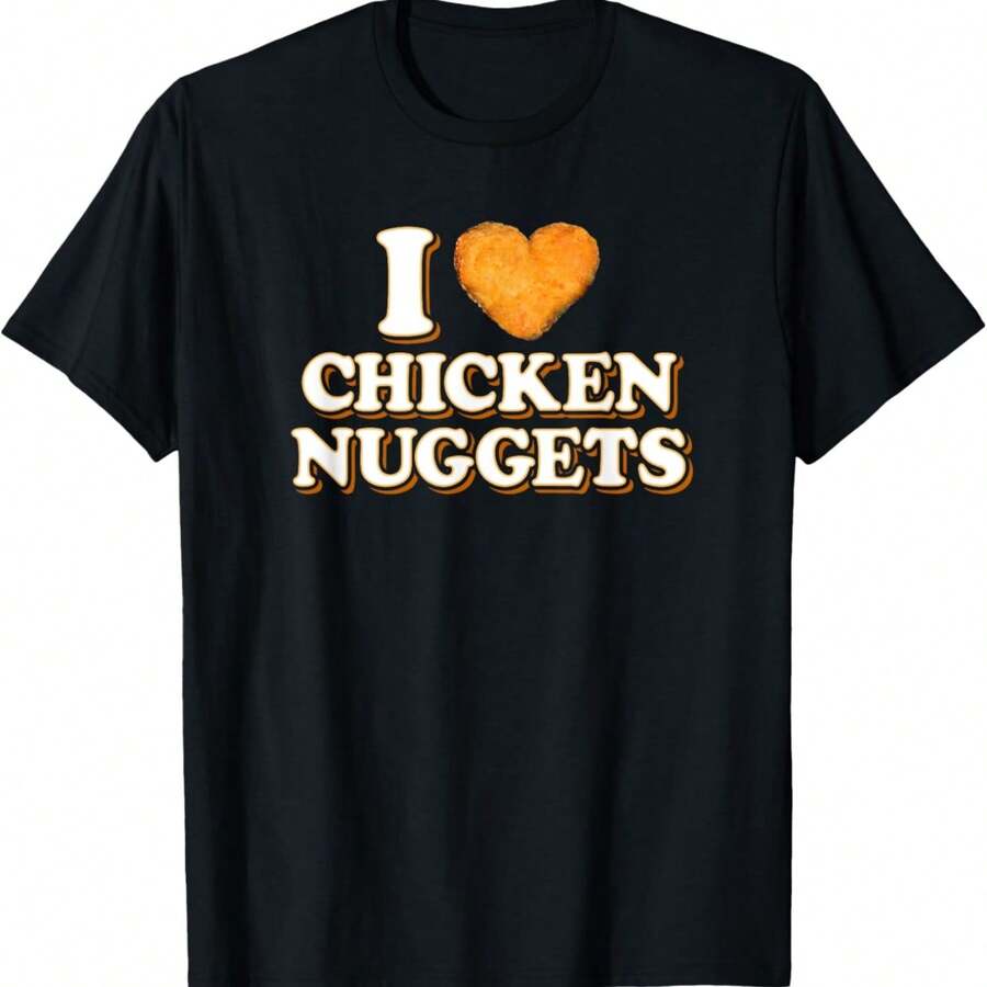Funny Chicken Nugget Gift I Love Chicken Nuggets T-Shirt - Black - View 1
