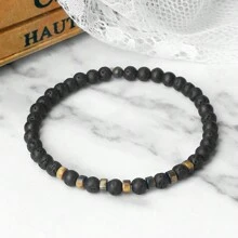 1pc Minimalist 4mm Mini Beads Bracelet Men Tiger Eye Stone Spacer Black Lava Onyx Strand Bracelet Women Men Meditation Yoga Jewelry Gift