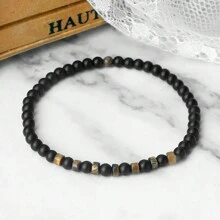 1pc Minimalist 4mm Mini Beads Bracelet Men Tiger Eye Stone Spacer Black Lava Onyx Strand Bracelet Women Men Meditation Yoga Jewelry Gift