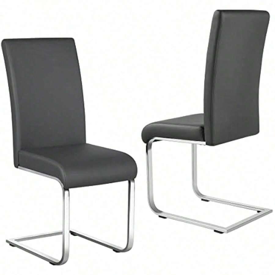 Dining Side Chairs High Back Dining Room Chairs Metal Home Kitchen Furniture Modern 2PCS, Gray