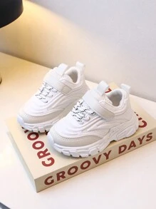 1 Pair Infant/Toddler Beige Sports Shoes With Hook And Loop And Mesh Design, Suitable For Spring And Autumn - Beige - View 2