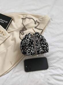 1 件时尚个性亮片包水桶包时尚单肩包斜挎包晚宴包，采用时尚亮片设计，小众时尚百搭链条水桶包，单肩斜挎时尚网红晚宴包，适合女生外出逛街，日常使用，馈赠亲朋好友的礼物 - 亮片包 - 查看 3