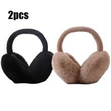 1 pieza Orejeras plegables de invierno cálidas, orejeras de color liso y suave, protección contra el frío para ciclismo, deportes al aire libre, prueba de frío, para estudiantes, como regalo para hombres y mujeres