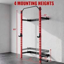 Folding Wall Mounted Squat Rack, 2.36" X 2.36" Power Racks For Home Gym, 1000 LBS Capacity Squat Rack With Pull Up Bar - Black - View 3