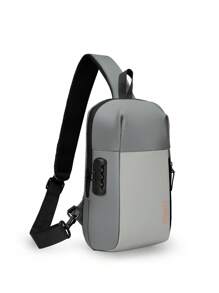 1 peça bolsa de peito masculina de alta qualidade, bolsa transversal preta com trava de senha antirroubo, orifício para fone de ouvido, adequada para adolescentes, casual, atividades ao ar livre, esportivas, viagens, formatura, presentes de aniversário