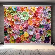 1pc Colorful Floral Paper Flower Photography Backdrop - Handmade Art, Suitable For Birthday, Wedding Party Decoration, Photo Studio Props, Indoor/Outdoor Banner, Floral Decor - 1PCS - View 4