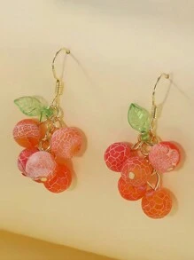 Bohemian Style Orange Agate Stone Pendant Necklace And Earring Set, Natural Gemstone, Suitable For Casual Wear - Red - View 9