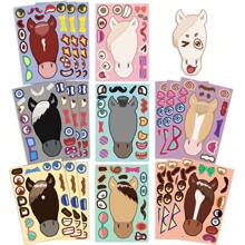 8pcs/Pack Cartoon Pony Design DIY Cute Face Stickers, Waterproof PP Stickers For Decorating Instruments, Guitars, Phone Cases, Water Cups, Skateboards, Notebooks, Mugs, Luggage, Suitable For Back To School, Children's Day, Birthday, Parties, Gifts