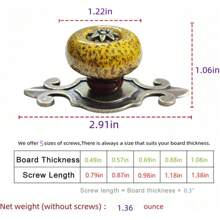 5 Pack Retro Ceramic Knobs,Vintage Dresser Kitchen Petal Cabinet Pulls Rustic Zinc Alloy Base Back Plate Kid Cupboard Wardrobe Drawer Door Handles (Leopard Print Yellow)