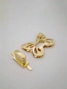 Bolso de mano/de hombro con decoración de mariposa de metal, cierre con broche y herrajes, accesorio DIY (pieza inferior aleatoria) - Dorado - Ver 4