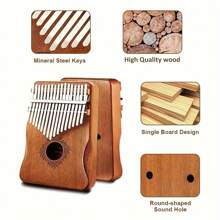 Kalimba de 17 teclas - Piano de pulgar - Mbira - Madera sólida portátil con bolso de transporte e instrucciones para amigos y familia