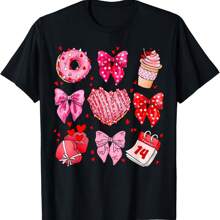 Retro Valentine's Day Coquette Bow Cake Heart For Girlfriend T-Shirt - Black - View 1