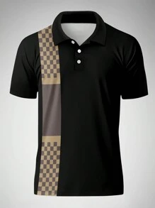 Camiseta polo de manga corta con estampado de moda para hombre - Multicolor - Ver 2