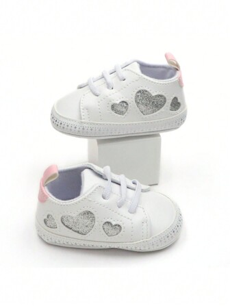 RABEISIR 婴幼儿鞋，闪亮心形设计婴儿运动鞋，轻便防滑，适合日常穿着和度假，四季皆宜