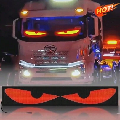 Flexible LED Display Screen, APP Controlled Car Advertising Screen, Full-Color Smart Car Sticker, IP65 Waterproof, Flexible Screen Display, Editable Content, USB Interface, Car Windshield Flexible LED Display Screen With Dynamic Flashing Devil Eyes, APP Programmable Flexible LED Screen