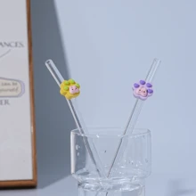 1PC Beautifully Designed, Reusable Straws, Accessories Glass Straws, Perfect For Smoothies, Milkshakes, Milk, Tea, Juices, Festivals And Accompanying Gifts Accessories - Style 1 - View 6