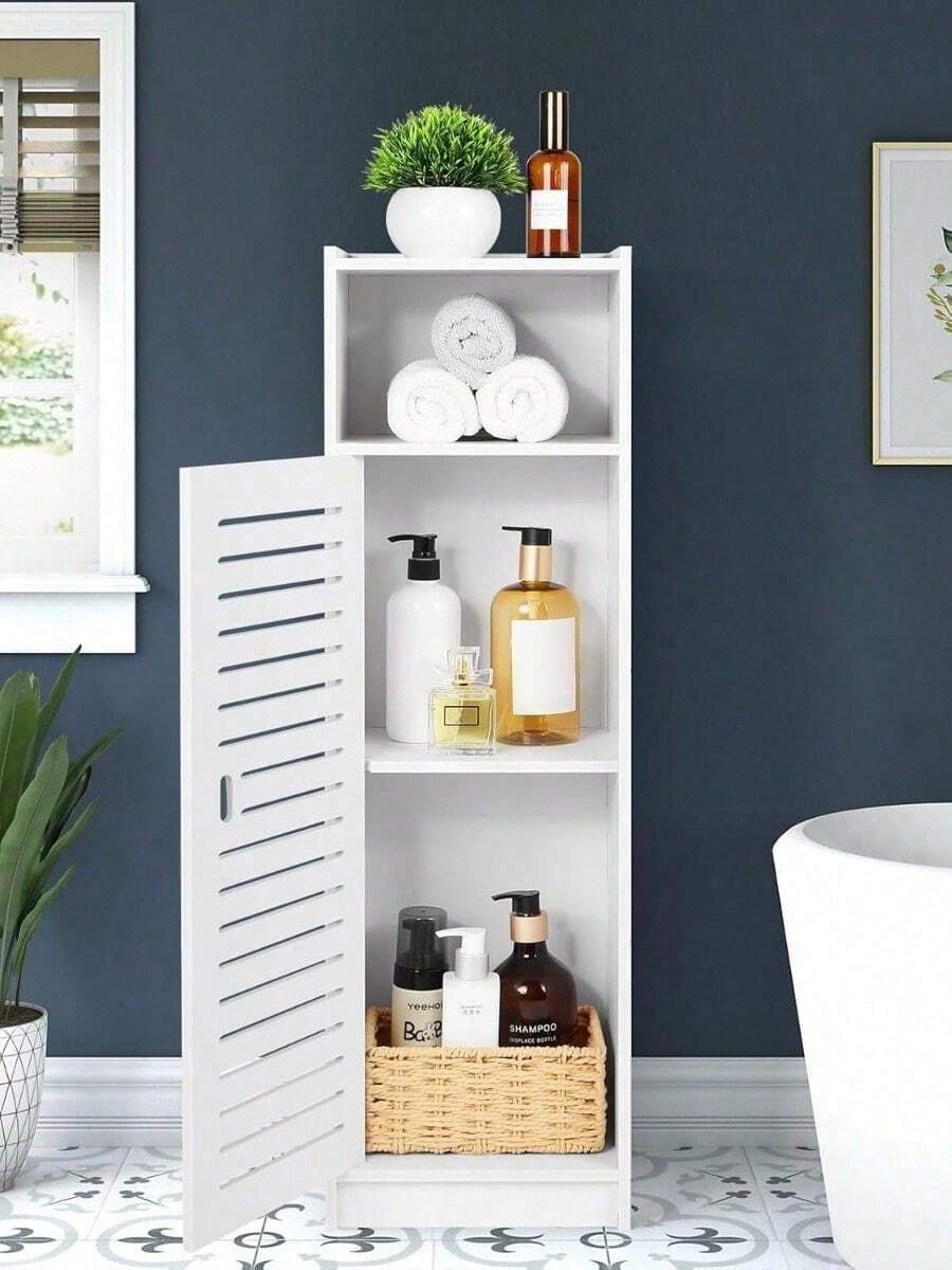 Bathroom Storage Unit Three-Layer Waterproof Bathroom Cabinet Floor-Standing Bathroom Furniture Cabinet With Doors Suitable For Bathroom