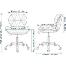 Modern Labm Wool Swivel Office Chair, Height Adjustable Padded Armless Desk Chair With Wheels For Home Office - White - View 5