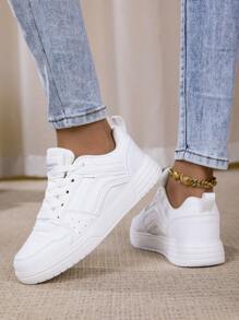 Zapatillas de lona para mujer con diseño deslizante, livianas, transpirables y cómodas, zapatos deportivos casuales y versátiles para parejas - Blanco - Ver 4