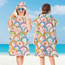 1 Peça Roupão de Banho Infantil, Roupão de Praia Infantil para Bebês e Crianças Pequenas, Toalha de Banho com Capuz de Microfibra Usável, Tartarugas, Flamingos, Unicórnios, Degradês, Rosquinhas, Listras, Tema de Palma, Casamento de Verão, Decoração de Casa de Banho, Volta às Aulas