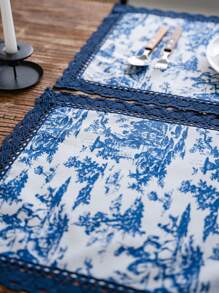 Porcelain Floral Edge Placemat, Heat Insulation Pads For Table, Dishware, Pot, Bowl, Home Dining Decor - Multicolor - View 4