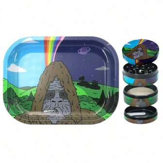JBNG 2 Packs Cute Gorilla Metal Grinder Rolling Tray Combo Gifts