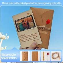 1set Customized Greeting Cards With Wooden Photo Album - Personalized DIY Cards For Anniversaries, Birthdays, Valentine's Day, Christmas, Thanksgiving - Suitable For Boyfriends, Girlfriends, Mother's Day, Father's Day, Pets - Includes Decorative Twine And Stickers,Back To School,School Supplies