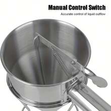 1pc, Stainless Steel Piston Funnel, Octopus Balls Tools With Rack, Batter Dispenser Cake Decorating Tool, Funnel Dispenser With Stand For Takoyaki And Baking, Kitchen Utensils, Apartment Essentials, College Dorm Essentials, Back To School Supplies