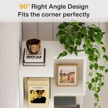 LITTLE TREE 5-Tier Corner Bookshelf With 2 Drawers, 66.9-Inch Tall Corner Bookcase Shelf, Modern Simple Corner Storage Cabinet Display Rack Shelf For Living Room, Home Office, White