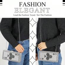 Women Poker Card Evening Clutch Purse Casino Vegas Novelty Purse Hearts Bags Playing Cards(Black,Of Hearts) - 黑色 - 查看 7