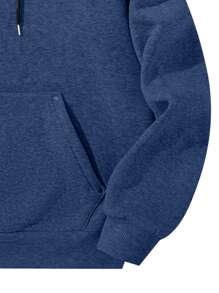 Men's Casual Plain Color Half-Zip Hoodie Sweatshirt, Spring & Autumn - 藏蓝色 - 查看 6