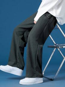 Men's Spring/Summer Fashionable Casual Thick Waffle Straight Leg Pants - Dark Grey - View 1