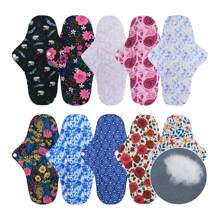 10Pack Reusable Waterproof AWJ Mesh Liner Cool Washable Menstrual Pads Sets-Panty Liner Regular Flow Heavy Flow