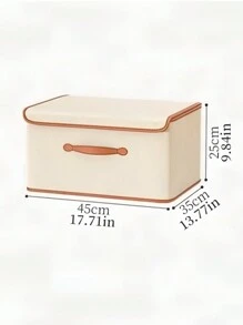 1个加大可折叠收纳盒，带盖可水洗布艺收纳箱，大号收纳篮，可折叠置物架收纳篮，带提手布艺收纳箱，米色，节日收纳，圣诞礼物 - 米黃色 - 查看 9