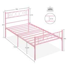 Danolapsi Metal Platform Bed Frame Twin Size Bed Frame With Headboard And Footboard Classic Metal Twin Bed Frame With Iron-Art Sweet Heart Under Bed Storage No Box Spring Needed Noise-Free - 粉色 - 查看 3