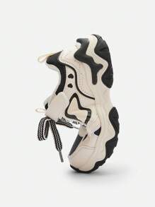 Balabala 女孩厚實的運動鞋，時尚休閒的春季鞋 - 黑白色調 - 查看 6