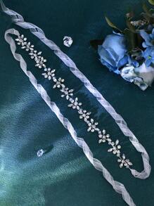 1pc Women's Fashion Elegant Faux Pearl Rhinestone Hair Band, Bridal Wedding Hair Accessory, Suitable For Banquet, Party, Celebration - Silver - View 3