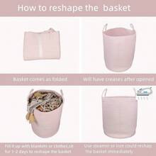 Woven Cotton Rope Laundry Basket-15"X20" Laundry Hamper-Rope Storage Basket For Dirty Clothes, Toys And Blankets Perfect For Bathroom, Nursery And Living Room Storage (Oatmeal)Halloween - 粉色 - 查看 3