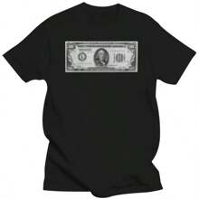 Old One Hundred Dollar Bill Popular Tee (S-Xxl) Money T Shirt $100 Customize Tee Shirt - 黑色 - 查看 1