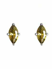 1 Pair Vintage S925 Sterling Silver Olive Green Zirconia Diamond Stud Earrings, Simple And Fashionable Jewelry Gift For Women, Party & Banquet