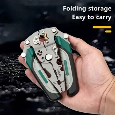 1pc Foldable Wire Stripper, 8.07 Inches, New Model, Industrial Grade, Multi-Functional Strippers For Electricians, Peeling, Separating, Shaving, Coiling, Crimping, Cutting Wire, Screw Tightening With Pulley Design, For Circuit Repair