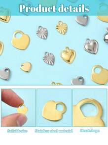 Approx. 100 PCS Mixed Gold And Silver Color Stainless Steel Heart Pendants, Suitable For DIY Jewelry Making And Valentine's/Mother's Day Gifts